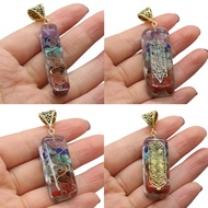 Charms Orgonite Amulet Crystal Pendants Reiki Heal 7 Chakras Gold-plated Yoga Meditation Resin Jewel