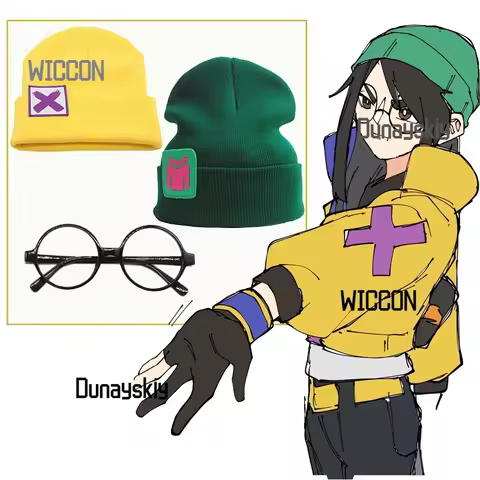 VALORANT KILLJOY Cosplay Props Winter Green Yellow Knit Hat Glasses Props Warm Cool Jirai Kei Punk H