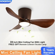 GOGEOUS 24 Inch Mini Ceiling Fan With Light Nordic DC Mute Small Fan Light Remote Control Baby Fan C