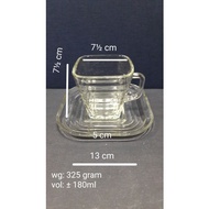 (1 + 1) glass cup + saucer, square model, quail, cs755 kim, 170ml