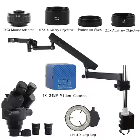 55MP 48MP 24MP 4K 1080P HDMI USB Camera 3.5X-90X Simul Focus Parfocal Stereo Trinocular Microscope A