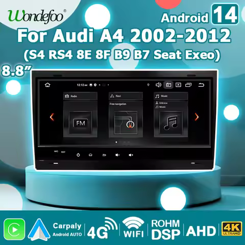 8.8'' Android 14 Car Radio CarPlay 2 DIN For Audi A4 B6 B7 S4 B7 B6 S4 RS4 B7 SEAT EXEO Android AUTO