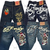 baggy jeans y2k jeans E-Commercial Style Street Jeans Men Y2K Printed Hip-Hop Straight Retro Loose W