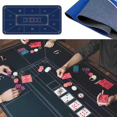 180*90cm Poker Mat 8 Players Texas Hold'em Poker Rubber Mat Table Gaming Poker Topper Folding Portab