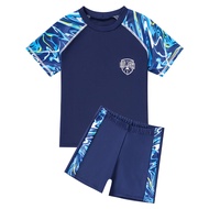 LJMOFA 3-14Yrs Kids Split 2PCS Swimsuit Set Light and Thin Short Sleeve Beach Sunscreen Swimwear for