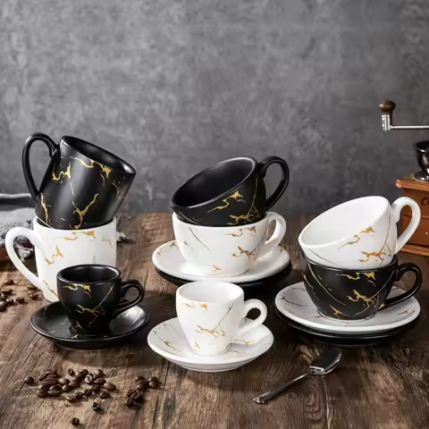 Ceramic Flower Latte Fancy Coffee Cup Espresso Coffee Cup and Saucer Retro European Cappuccino Milk 