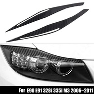 Carbon Fiber Headlight Eyelid Eyebrow Cover Stickers Trim for BMW E90 E91 328I 335I M3 2006-2011 Par