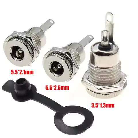 Yaru Store 5.5 mmx2.1/2.5mm 3.5x1.35mm DC Power Jack Socket Female Panel Mount Connector Metal DC-09
