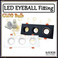 LED Recessed Eyeball Fitting Casing Complete Set with GU10 bulb and holder Adjustable frame Triple Casing