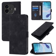 Ready to ship Skin Feel Embossed Leather Phone Case For vivo iQOO Z9 / iQOO Z9 Turbo 5G/vivo iQOO Z9