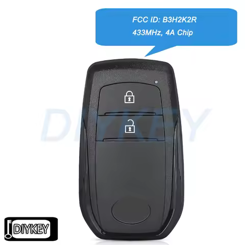 2 Buttons Smart Remote Car Key Fob 433.58MHz / 434.42MHz 4A Chip for Toyota Yaris 2020 FCC ID: B3H2K