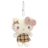 Hello Kitty 凱蒂貓 可愛造型玩偶吊飾鑰匙圈 16 x 12cm 60g HELLO KITTY 凱蒂貓摩卡格紋 1個 16cm