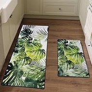 Area Rug 2 Piece Kitchen Rug Sets with Non-Slip Rubber Backing Indoor Outdoor Rug Set Mat for Entryw