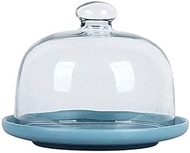 Round Cake Box 6/8/10 Inch Cake Rack Set Ceramic Tray with Glass Dome Food Storage Cover (Colour: Wh