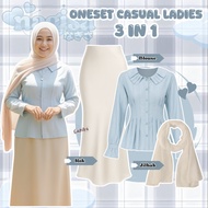 3 in 1 ladies Casual Oneset (Blouse, Hijab, Skirt) Beautiful Stylish Women's Suit -GNK019