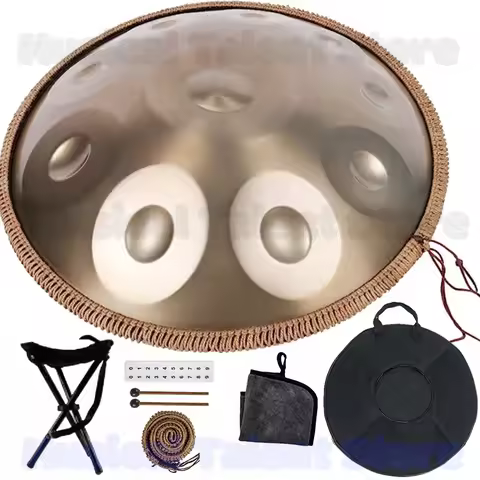 432Hz/440Hz Gold Handpan Drum with Steel Tongue for Yoga,Meditation Instrument,Beginner,Tambor Gift,