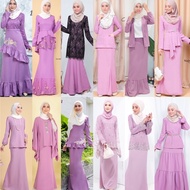 (S-XL) LAVENDER / DUSTY PURPLE TEMA COLOR BAJU KURUNG  BAJU RAYA BRIDESMAID WEDDING KENDURI NIKAH TU