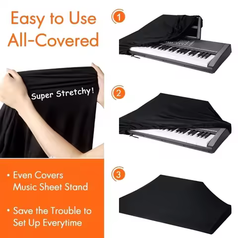 61/88 Keys Piano Keyboard Dust Cover With Elastic & Cord Lock Digital Electronic Piano Cover Breatha