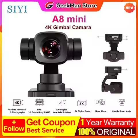 SIYI A8 mini 4K Gimbal Camara 6X Digital Zoom 8MP Ultra HD Gimbal Camera with 1/1.7" Sony Sensor 95g