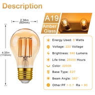 E12 E14 E27 Edison Bulb Retro 1W 2W 3W 4W 6W 8W Filament Bulb 220V Dimmable Warm White Light Bulb 90