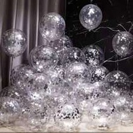 20pcs Confetti Sequins Balloons, Transparent Decorative Balloons For Birthday Decoration, Shopping M