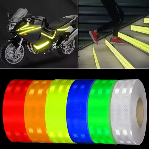 5cm*3/5/9M High Adhesive Reflective Safety Tape Road Warning Strip Automotive Body Motorcycle Decora