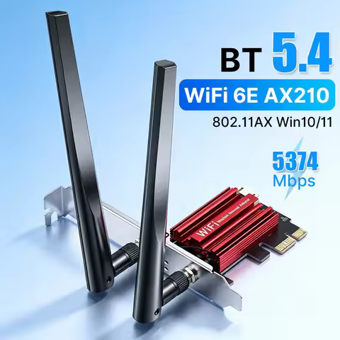 WiFi 6E AX210 BT5.4 PCIE Wifi Adapter 5374Mbps 802.11AX Wireless Network Card 2.4G/5G/6GHz Dual Band