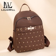LouisWill Women’s Backpack Shoulder Bag Rivet Decoration Design Large Capacity Diamond Grid Backpack