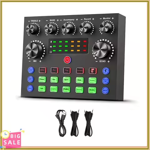 A4QHOT-V8S Audio Mixer With Voice Changer,Podcast Mixer,Sound Card For Phone Gaming Karaoke Studio L