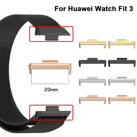 2Pcs 20mm Metal Strap Adapter for Huawei Watch Fit 3 Wristband Adapter Watchband Connector for Huawe