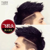 Rambut palsu rambut pendek lelaki versi Korea rambut asli yang kacak sekeping rambut palsu sutera ti