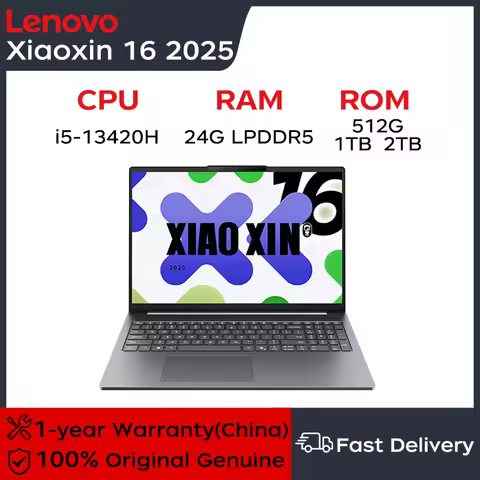 Lenovo Laptop XiaoXin 16 2025 16" Intel Core i5-13420H 24G LPDDR5 512GB/1TB/2TB PCIE4.0 SSD Notebook