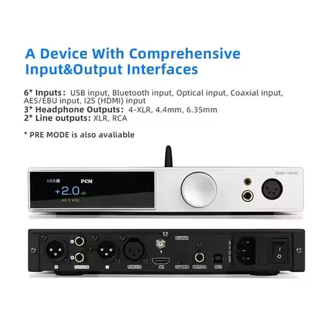 SMSL DO400 Bluetooth 5.1 Full Balanced Audio Decoder DAC Headphone Amplifier PCM32bit/768kHZ DSS512 