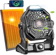 Rechargeable Solar Powered Fan,(30Hours Working) Solar Camping Fans & Led Lantern,8-inch Portable Fa