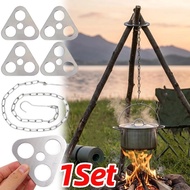 3-Hole Stainless Steel Outdoor Cooking Tripod Plate Kit Wilderness Campfire Tripod Hanger with Hangi