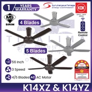 KDK K14XZ 4 Blades / K14YZ 5 Blades 56Inch 3 Speed with Remote Control AC Motor KDK Ceiling Fan Kipas Siling