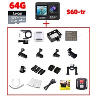 Ausek 4K6 AT-S60TR 1fps ความละเอียดสูงพิเศษกล้องแอคชั่นแคมเมรา Wi-Fi หน้าจอคู่170 ° มุมกว้าง30เมตรกั
