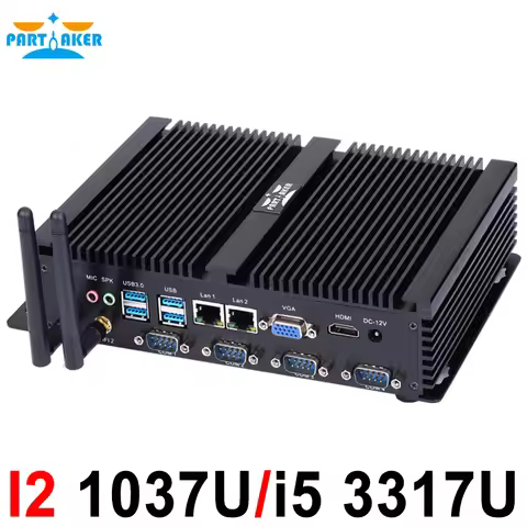 Fanless mini pc industrial computer with USB 3.0 4*COM HDMI Intel Celeron C1037U C1007U Core i5 3317