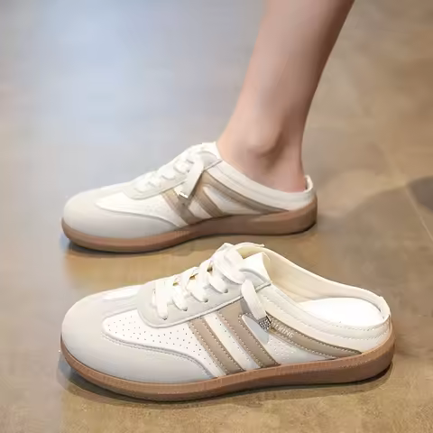 2025 New Women Shoes Sports Round Toe Flat Female Footwear Casual Sneakers Clogs Platform Summer Sli