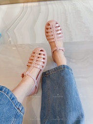 Zaxy Roman Sandals Womens Flat Hollow Woven Jelly Shoes Summer Casual Low Heel PU Insole Plastic Upp