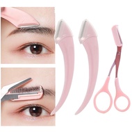 3Pcs Eyebrow Trimming Set Knife Eyebrow Face Razor For Women Eyebrow Scissors With Comb Brow Trimmer