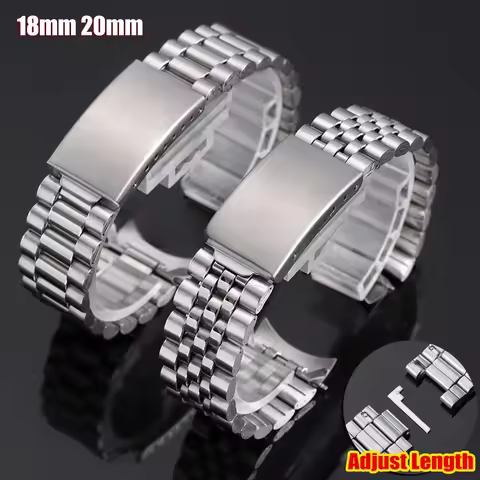 18mm 20mm Stainless Steel Strap Curved End Metal Watch Bands for Seiko Sport Wristbelt Business Brac