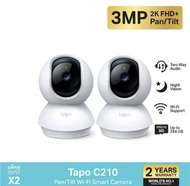 TP-Link Tapo C210 [แพ็คคู่สุดคุ้ม] Home Security Wi-Fi Camera 2K ปรับมุม หมุนได้ 360° ความละเอียด 3 MP กล้องวงจรปิดไร้สาย รับประกัน 2 ปี