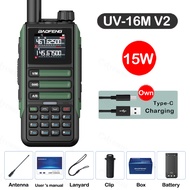 AQLKY Baofeng วิทยุสื่อสาร UV-16M V2 15W ความจุไฟฟ้าขนาดใหญ่ AM FM 2ทางวิทยุวงดนตรีเต็ม LCD 999CH คว