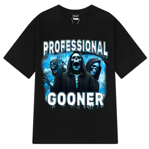 Professional Gooner Offensive Funny Skeleton Meme T Shirts Goon Sexual Joke Party Oversized Cotton T