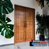 kusen+pintu 2 pintu utama kayu kamper/Meranti oven dll