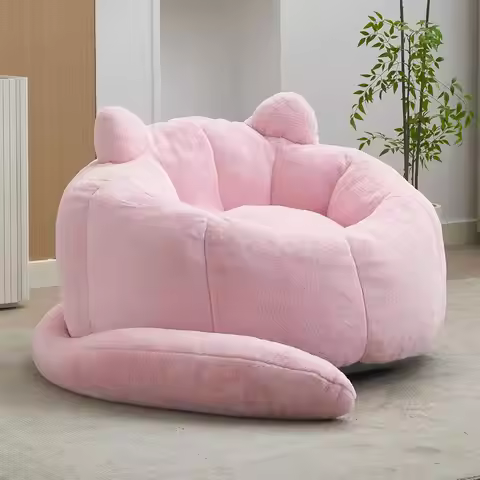 Faux Fur Bean Bag Chairs, Cat Design,Large Bean Bag Couch for Adults,Stuffed Single Sofa Chair Comfy