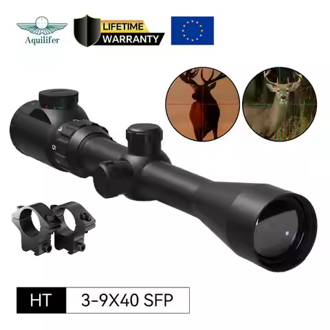 Aquilifer 3-9x40 Hunting SFP Scope with ED Glass Red Green Reticle Free Scope Rings Lifetime Warrant