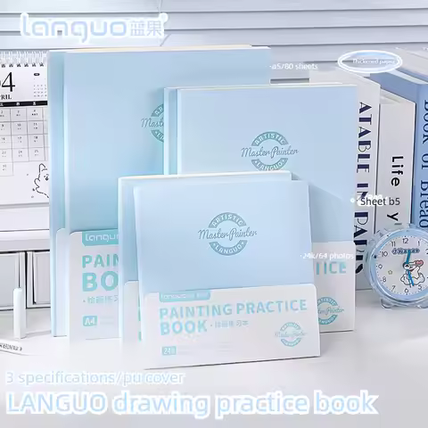 LANGUO Blank Thickened Drawing Notebooks 24K/A4/B5 PU Waterproof Cover for Acrylic Markers Sketchboo