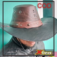 Topi Koboy Pria KulitTopi Laken Koboi Topi Amerika